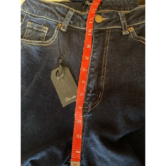Vivi Vito Women's Stretch Denim Jeans Size 11 High Rise Straight Leg Open Knee - Picture 11 of 12